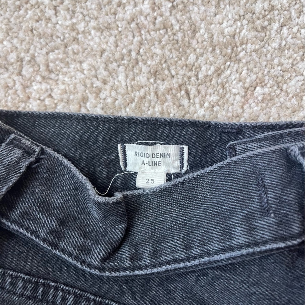 Madewell Black Rigid Denim A-Line Distressed Mini Skirt Size 25 - Picture 10 of 13